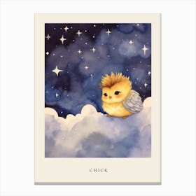 Baby Chick Sleeping In The Clouds Nursery Poster Canvas Print