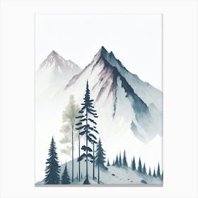 Mountain And Forest In Minimalist Watercolor Vertical Composition 306 Canvas Print