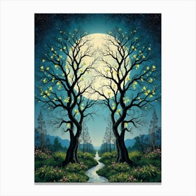 Full Moon And Trees Canvas Print