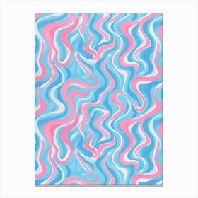 Pink And Blue Wavy Pattern Canvas Print