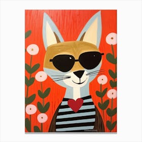 Little Coyote 3 Wearing Sunglasses Canvas Print
