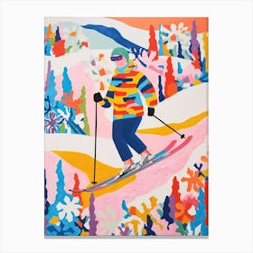 Skier Matisse Style Winter Snow Painting Canvas Print