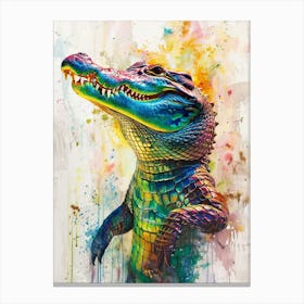 Crocodile Colourful Watercolour 4 Canvas Print