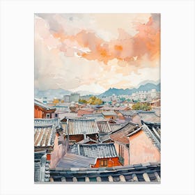 Seoul Rooftops Morning Skyline 2 Canvas Print