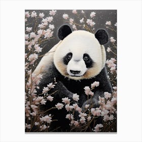 Panda Art In Pointillism Style 2 Canvas Print