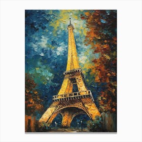 Eiffel Tower Paris France Vincent Van Gogh Style 9 Canvas Print