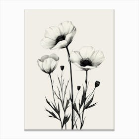 Black And White Flower Painting Canvas Print