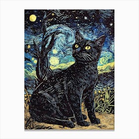 Starry Night Cat 3 Canvas Print