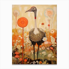 Ostrich 3 Detailed Bird Painting Canvas Print