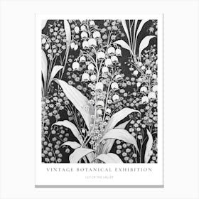 Lily Of The Valley B&W Vintage Botanical Poster Canvas Print