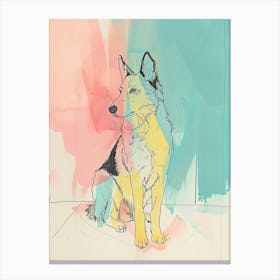 Colourful Swedish Vallhund Line Illustration 2 Canvas Print