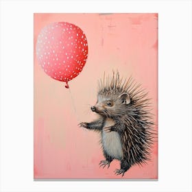 Cute Porcupine 1 With Balloon Canvas Print