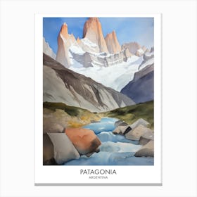 Patagonia Argentina Watercolour Travel Poster 3 Canvas Print