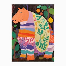 Maximalist Animal Painting Hippopotamus 2 Canvas Print