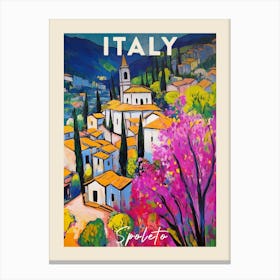 Spoleto Italy 3 Fauvist Painting Travel Poster Canvas Print