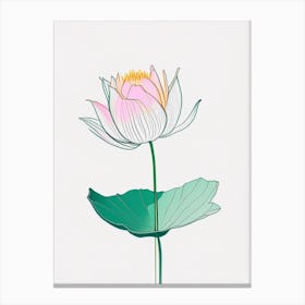 Water Lily Floral Minimal Line Drawing 3 Flower Canvas Print