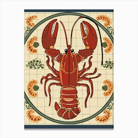 Lobster On A Plate Art Deco Inspired 3 Canvas Print