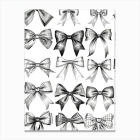 Black And White Bows 2 Pattern Canvas Print
