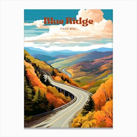 Blue Ridge Parkway All American Travel Art Canvas Print