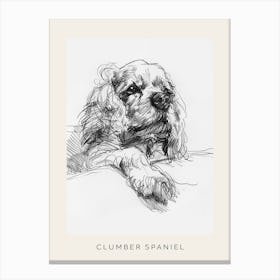 Clumber Spaniel Dog Line Sketch 4 Poster Canvas Print