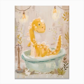 Brushstrokes Dinosaur In A Bath 2 Canvas Print