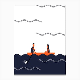 Canoeing Couple Canvas Print