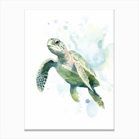 Blue And Green Watercolour Sea Turtle Canvas Print