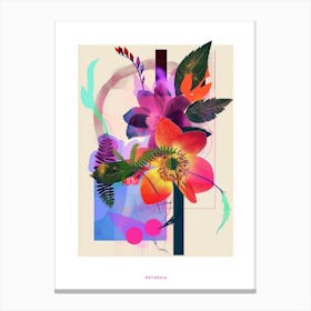 Hellebore 1 Neon Flower Collage Poster Canvas Print