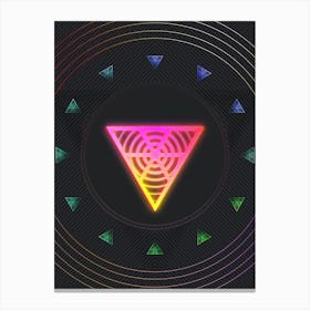 Neon Geometric Glyph in Pink and Yellow Circle Array on Black n.0334 Canvas Print