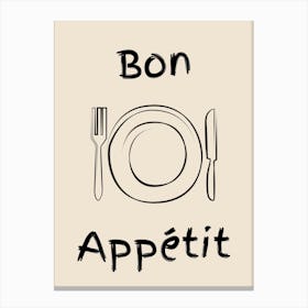 Bon Appetit B&W Poster Canvas Print