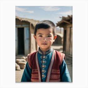 Uyghur Child In Village Canvas Print