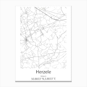 Herzele,Belgium Minimalist Map Canvas Print