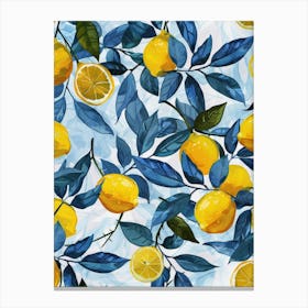 Watercolor Lemons Pattern Canvas Print