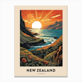 Te Araroa New Zealand 2 Vintage Hiking Travel Poster Canvas Print