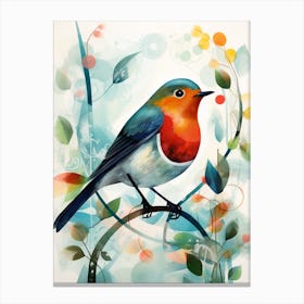 Bird Painting Collage European Robin 3 Canvas Print