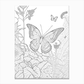 Butterfly In Botanical Gardens William Morris Inspired 2 Canvas Print