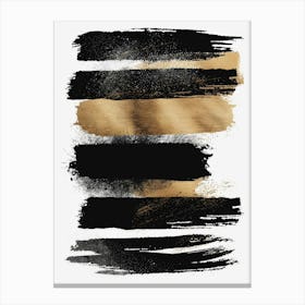 Black And Gold Brush Strokes 13 Canvas Print