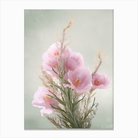 Heather Flowers Acrylic Painting In Pastel Colours 3 Canvas Print