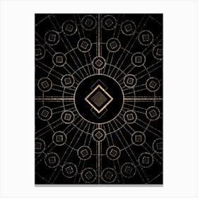 Geometric Glyph Radial Array in Glitter Gold on Black n.0373 Canvas Print