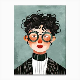 Portrait Of A Woman With Glasses Canvas Print