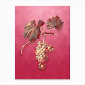 Vintage Grape Vine Botanical in Gold on Viva Magenta 1 Canvas Print