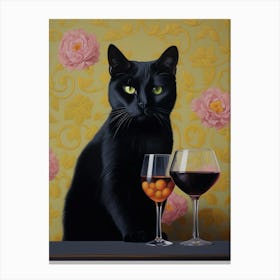 Cat And Wine Canvas Print