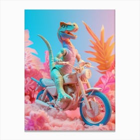 Pastel Toy Dinosaur On A Moped 2 Canvas Print