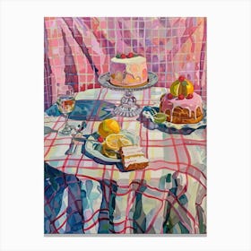 Pink Breakfast Food Cake 1 Canvas Print