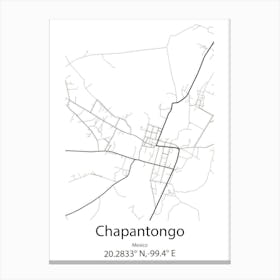 Chapantongo,Mexico Minimalist Map Canvas Print