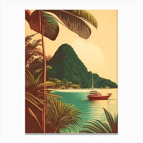 Moyo Island Indonesia Vintage Sketch Tropical Destination Canvas Print