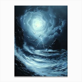 Stormy Sea, Bichromatic, Surrealism, Impressionism Canvas Print