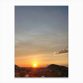 Sunset Over A City Canvas Print