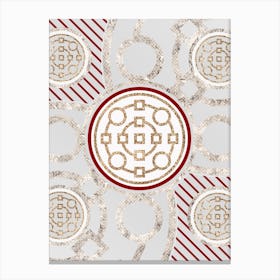 Geometric Abstract Glyph in Festive Gold Silver and Red n.0036 Canvas Print