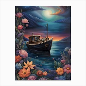 Boat At Night Canvas Print